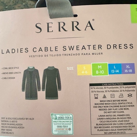 Serra Cable-knit Turtleneck Sweater Dress M Black Classic Career Lagenlook - Picture 3 of 3